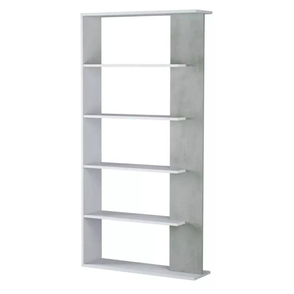 Estantería Loras 5 niveles blanco/cemento 180x90x25 cm - Separador de ambientes