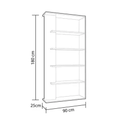 Estantería Loras 5 niveles blanco/cemento 180x90x25 cm - Separador de ambientes