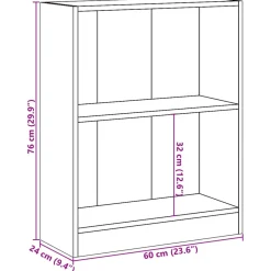 Estantería Milán 2 compartimentos abiertos 76x60x24 cm