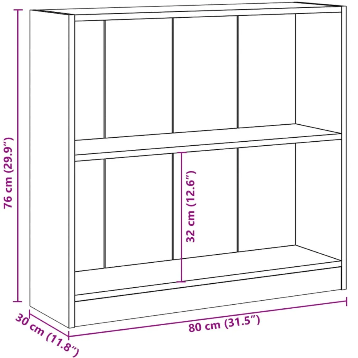 Estantería Mirlo 2 compartimentos 75x80x24 cm