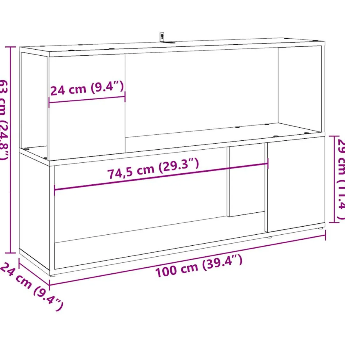 Estantería Moddel 2 compartimentos 63x100x24 cm