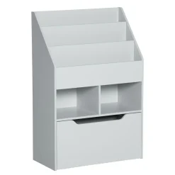 Estantería Moni Homcom 3 compartimentos + 2 cubos + cajón gris 90x60x29,9 cm