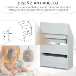 Estantería Moni Homcom 3 compartimentos + 2 cubos + cajón gris 90x60x29,9 cm