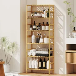 Estantería Nara Homcom 6 niveles natural 161x60x26 cm