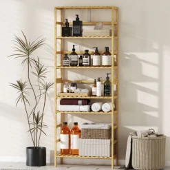 Estantería Nara Homcom 6 niveles natural 161x60x26 cm