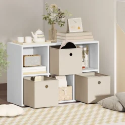 Estantería Neko Homcom 6 compartimentos con 3 cajones blanco 79,8x53,7x30 cm