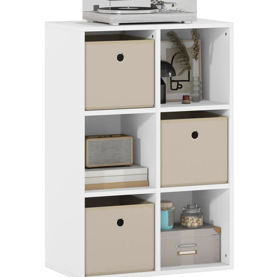 Estantería Neko Homcom 6 compartimentos con 3 cajones blanco 79,8x53,7x30 cm
