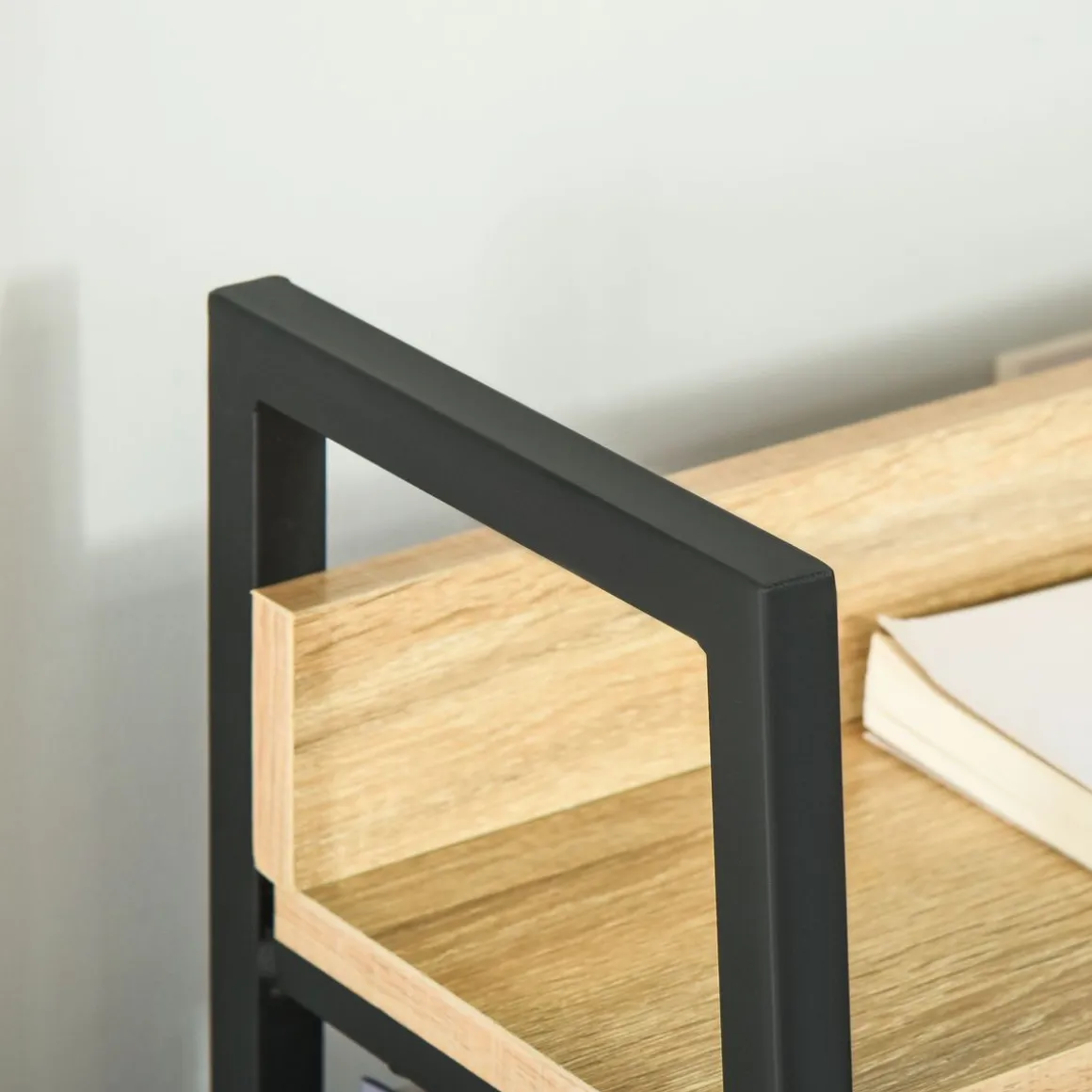 Estantería Nogal Homcom 5 niveles tipo librería natural/negro 149,5x70x35 cm