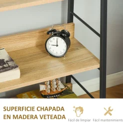 Estantería Nogal Homcom 5 niveles tipo librería natural/negro 149,5x70x35 cm