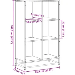 Estantería Nápoles 6 compartimentos roble 107,5x65,5x33 cm