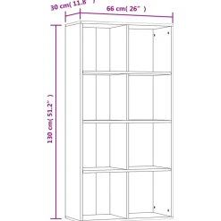 Estantería Onza 8 compartimentos 130x66x30 cm