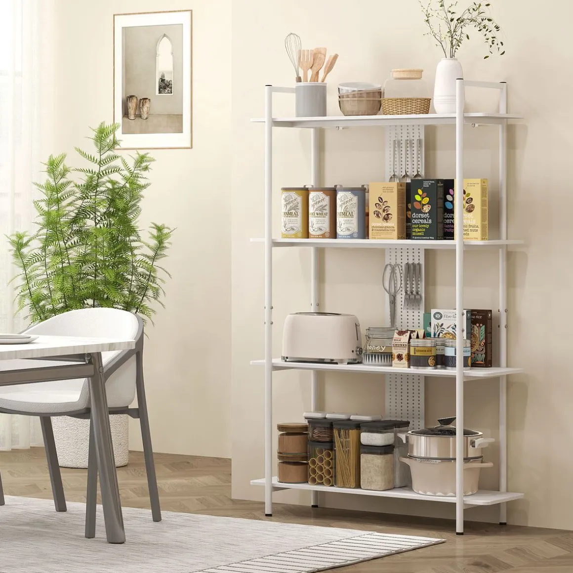 Estantería Ornalux Homcom 4 niveles blanco 160,5x100x35 cm