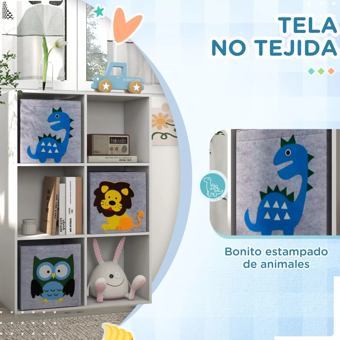 Estantería Papara Homcom 6 módulos blanco 91,5x61,8x29,9 cm