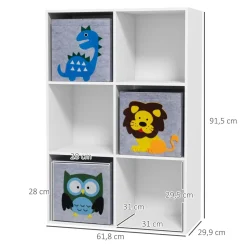 Estantería Papara Homcom 6 módulos blanco 91,5x61,8x29,9 cm