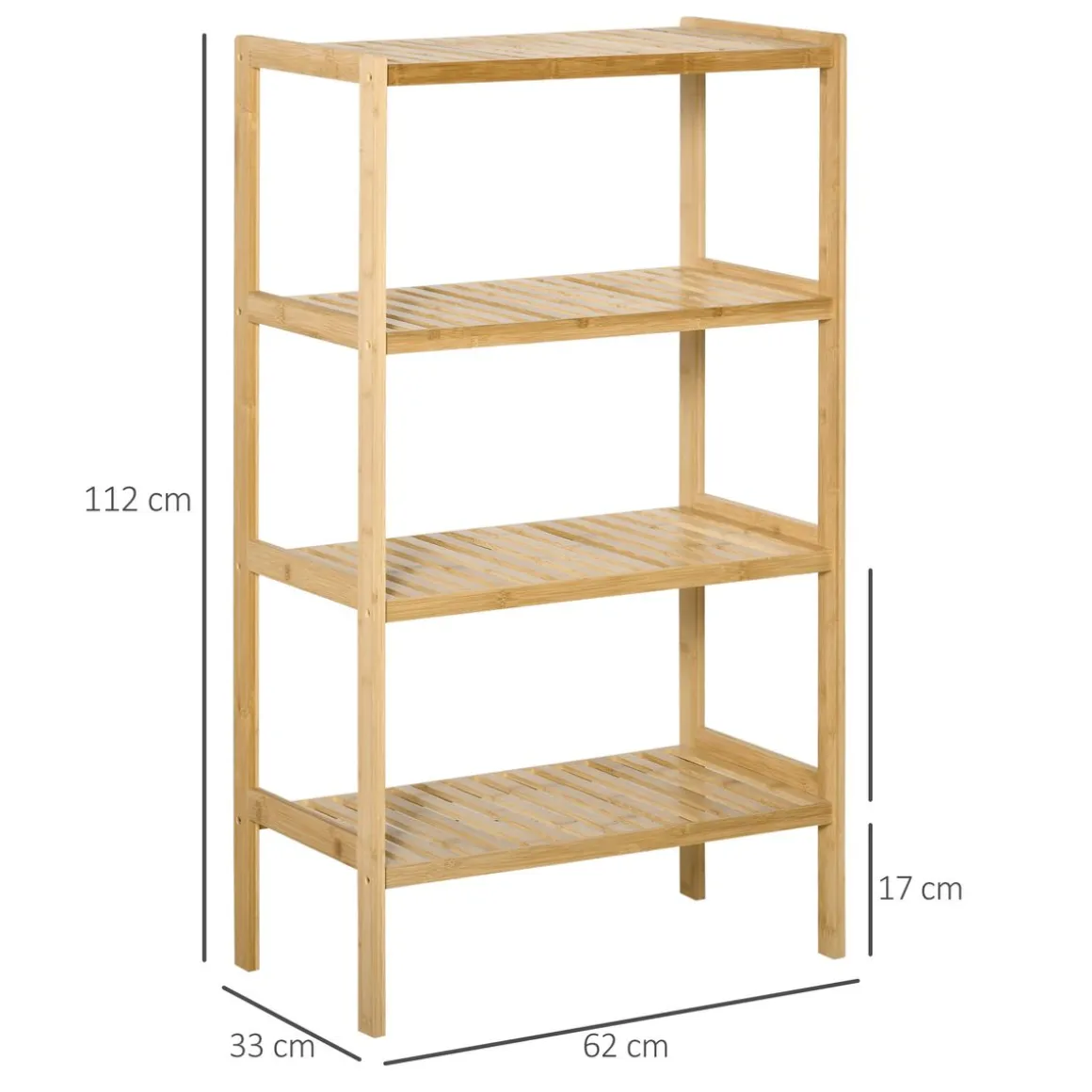 Estantería Rhima Homcom 4 niveles bambú natural 112x62x33 cm