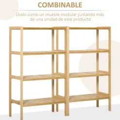 Estantería Rhima Homcom 4 niveles bambú natural 112x62x33 cm