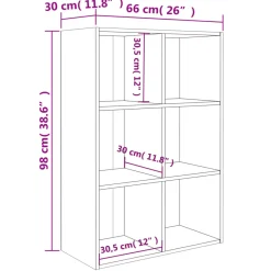 Estantería Rimal 6 compartimentos 98x66x30 cm