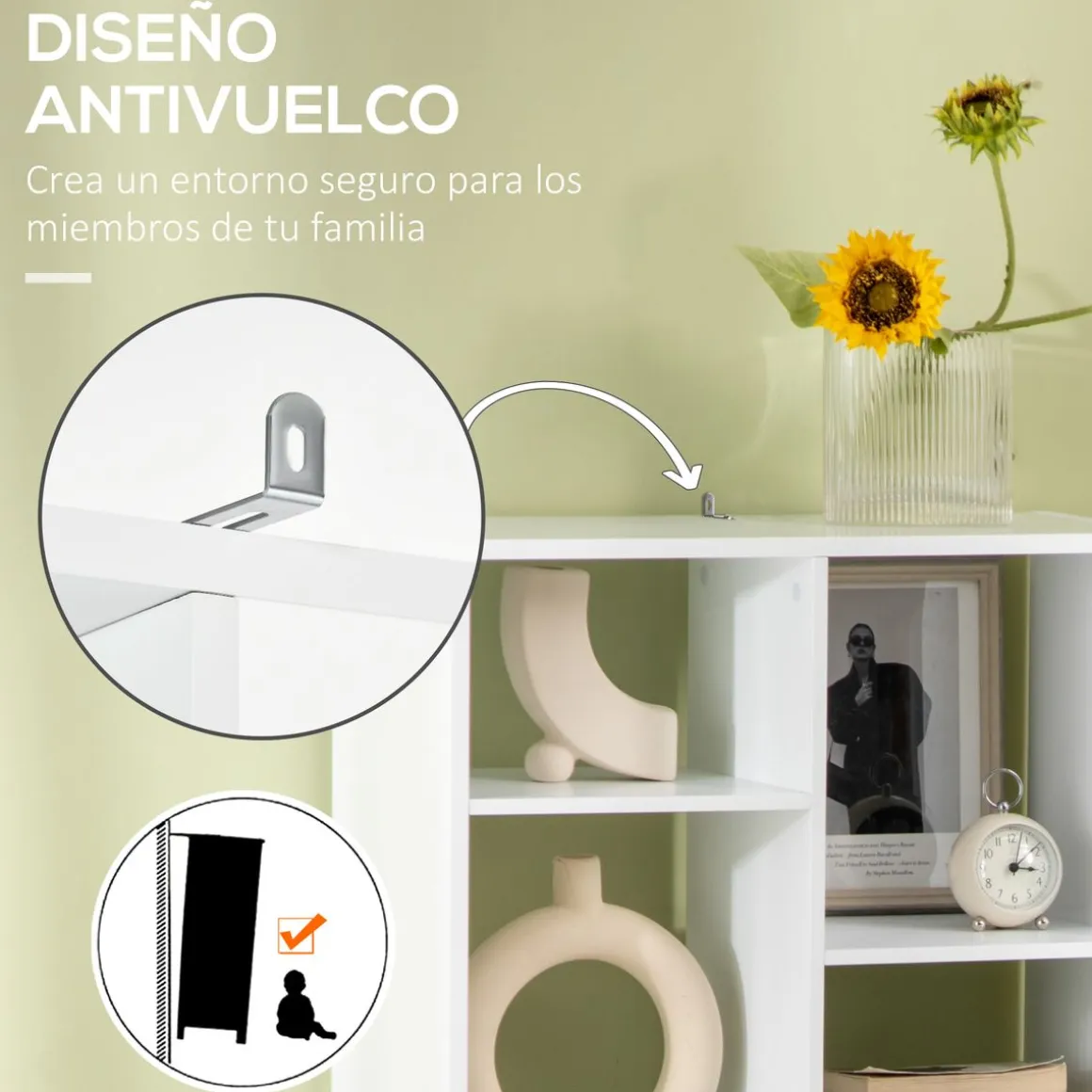 Estantería Ruiseñor Homcom 9 compartimentos + 1 cajón blanco 158x60x26 cm