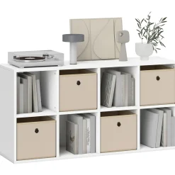 Estantería Shiro Homcom 8 compartimentos con 4 cajones blanco 53,7x105,9x30 cm