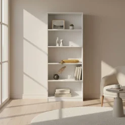 Estantería Theon 5 estantes blanco 200x80x28 cm