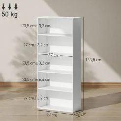 Estantería Thestrals Homcom 5 niveles blanco 80x60x24 cm