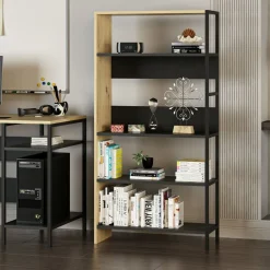 Estantería Tiran Bookcase 4 estantes roble/negro 150x76x30 cm
