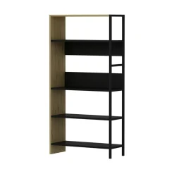 Estantería Tiran Bookcase 4 estantes roble/negro 150x76x30 cm