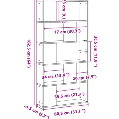 Estantería Trigo 5 niveles 162,5x80,5x23,5 cm