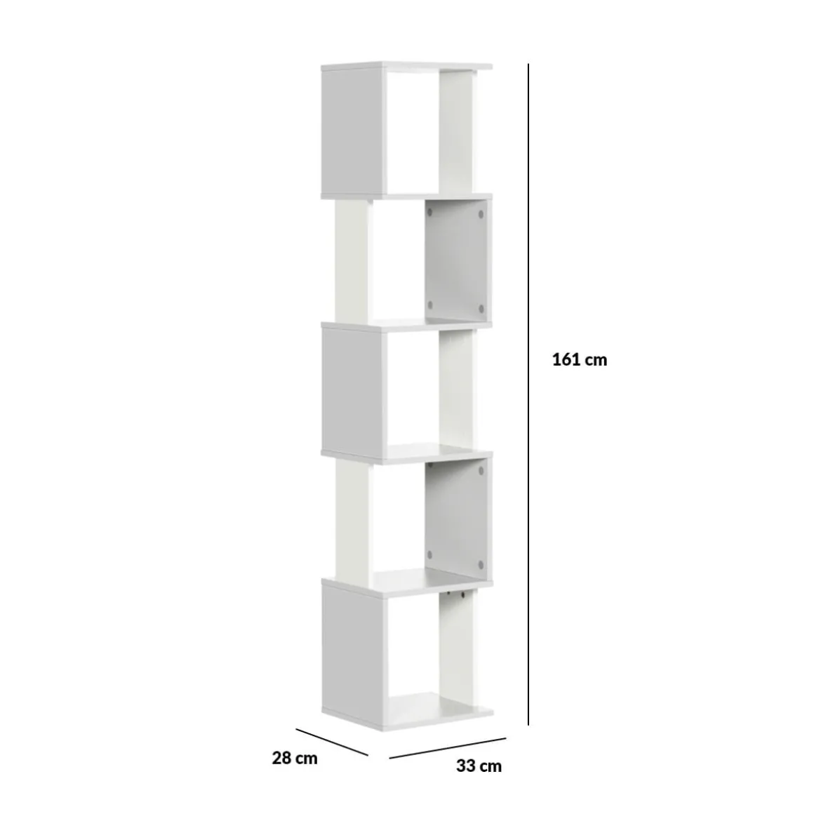 Estantería Vik Homcom 5 niveles asimétrica blanco/gris 161x33x28 cm