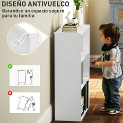 Estantería Waddles Homcom 3 niveles blanco 80x60x24 cm