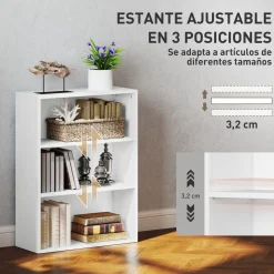 Estantería Waddles Homcom 3 niveles blanco 80x60x24 cm