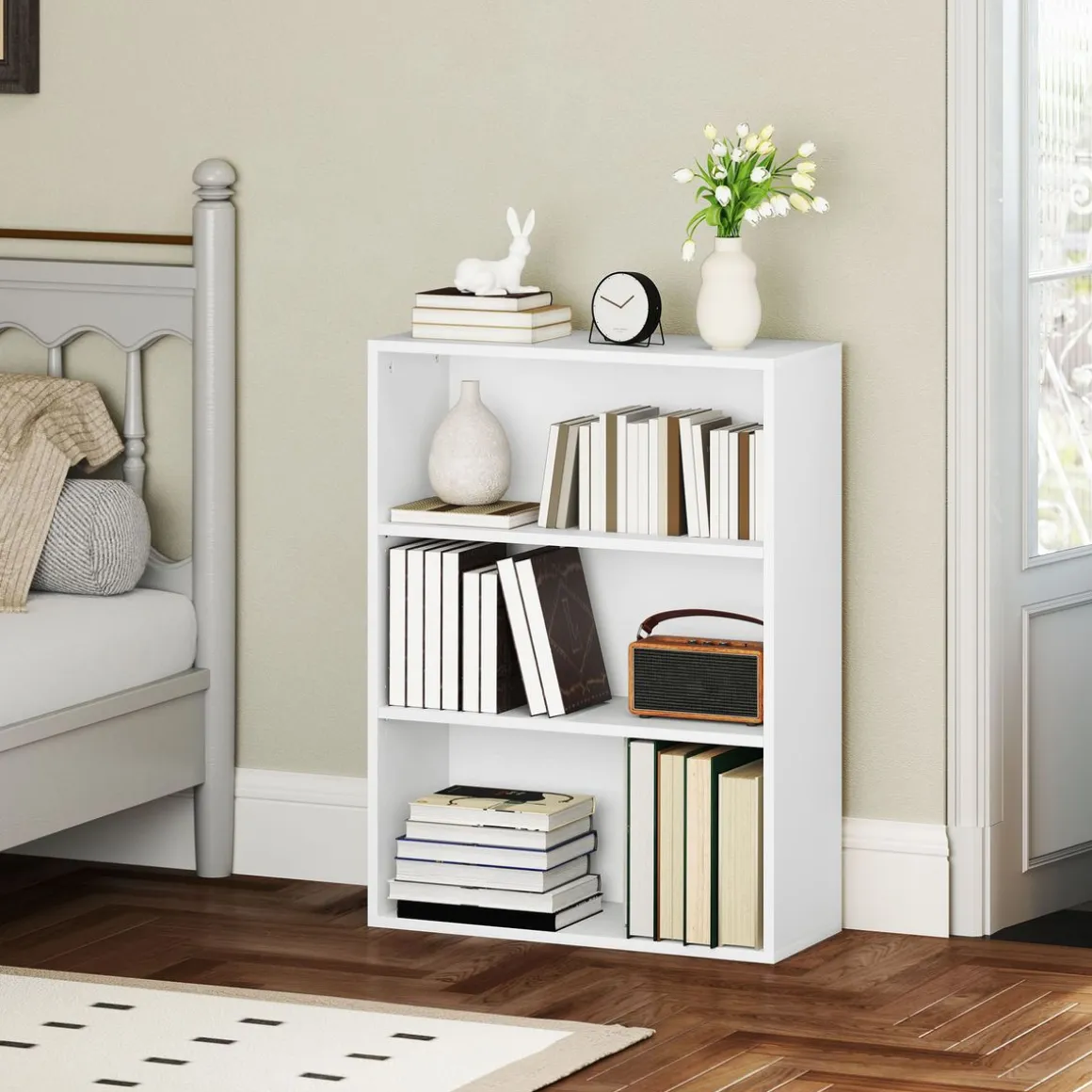 Estantería Waddles Homcom 3 niveles blanco 80x60x24 cm