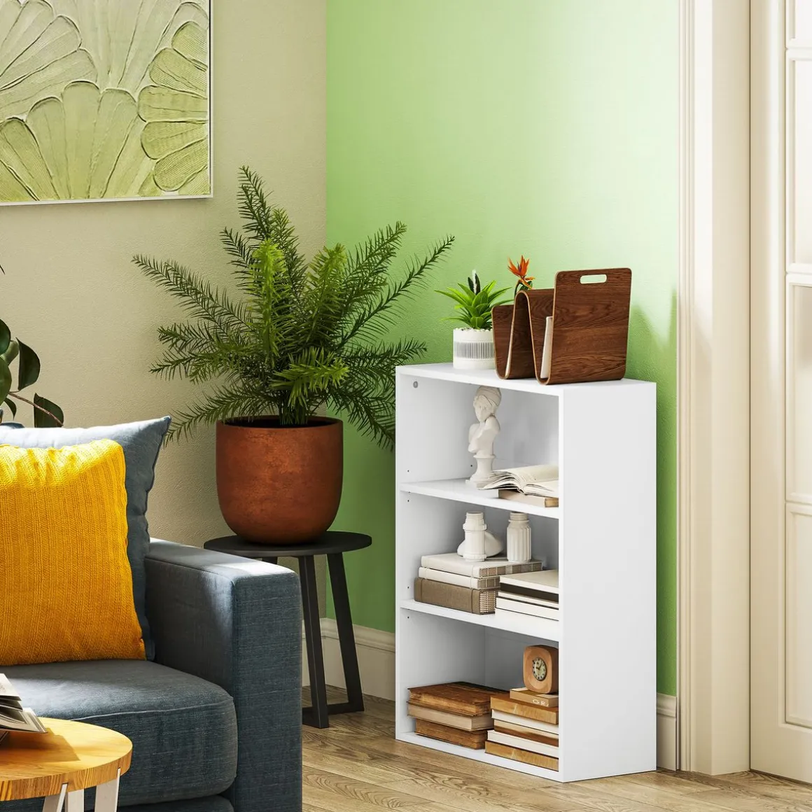 Estantería Waddles Homcom 3 niveles blanco 80x60x24 cm