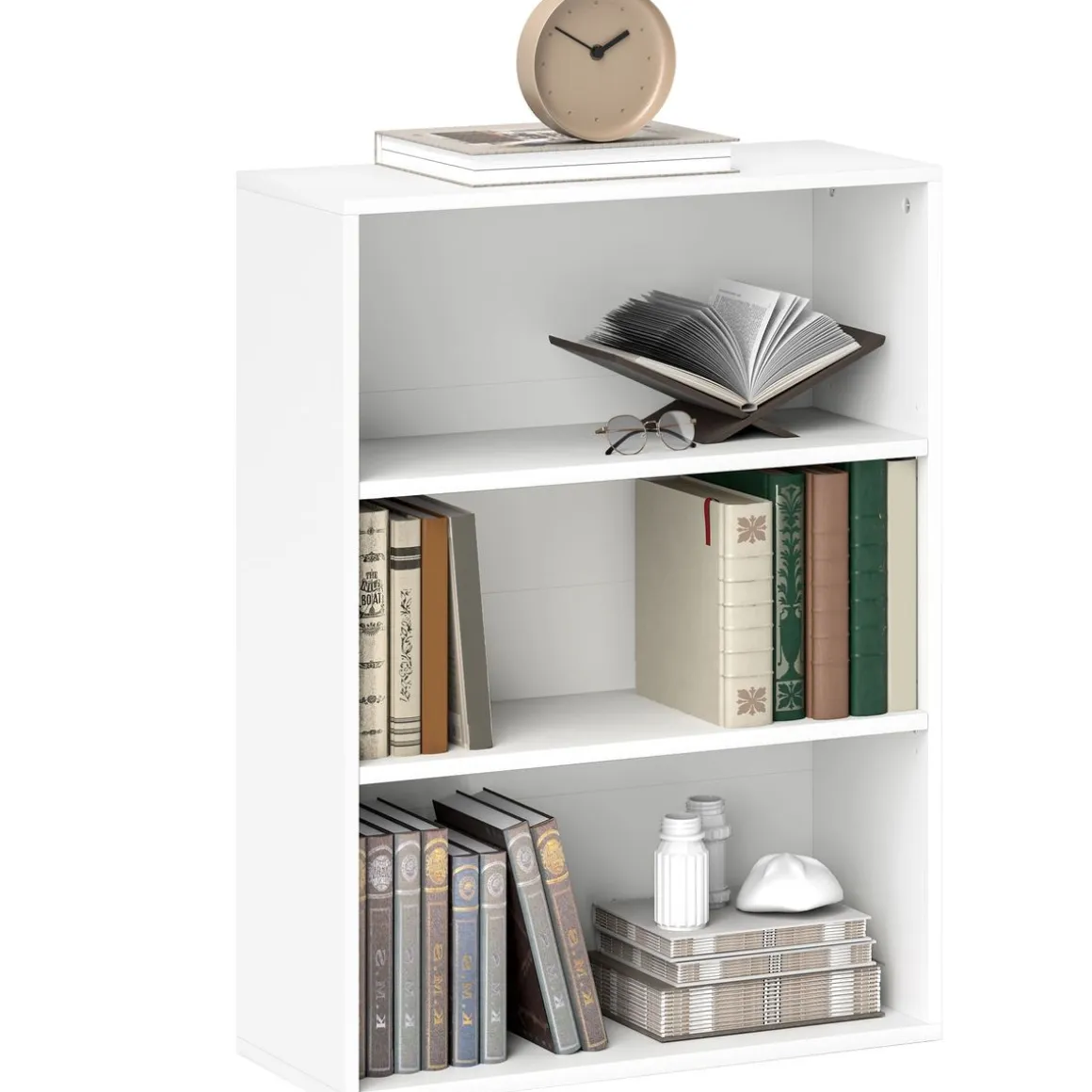 Estantería Waddles Homcom 3 niveles blanco 80x60x24 cm