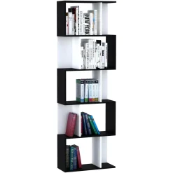 Estantería Zynera Homcom 5 niveles blanco/negro 184,5x60x24 cm