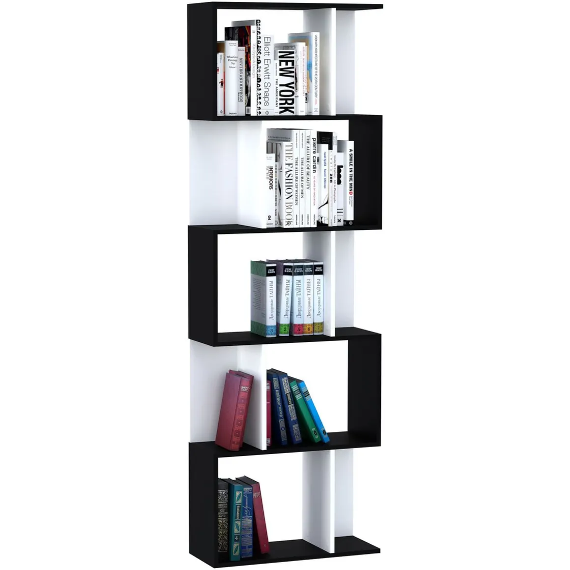 Estantería Zynera Homcom 5 niveles blanco/negro 184,5x60x24 cm