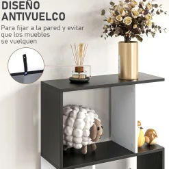Estantería Zynera Homcom 5 niveles blanco/negro 184,5x60x24 cm