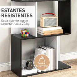 Estantería Zynera Homcom 5 niveles blanco/negro 184,5x60x24 cm