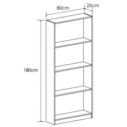 Estanteria Aura 4 Baldas Blanco 180 80 25 Cm