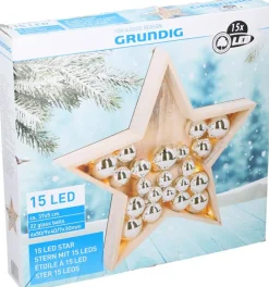 Estrella de madera 15 LED 36 cm