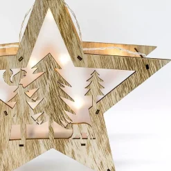 Estrella navideña bosque decorado 7 LED 32x30x6,5 cm