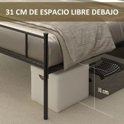 Estructura de cama Celine Homcom negro 106x158x211 cm