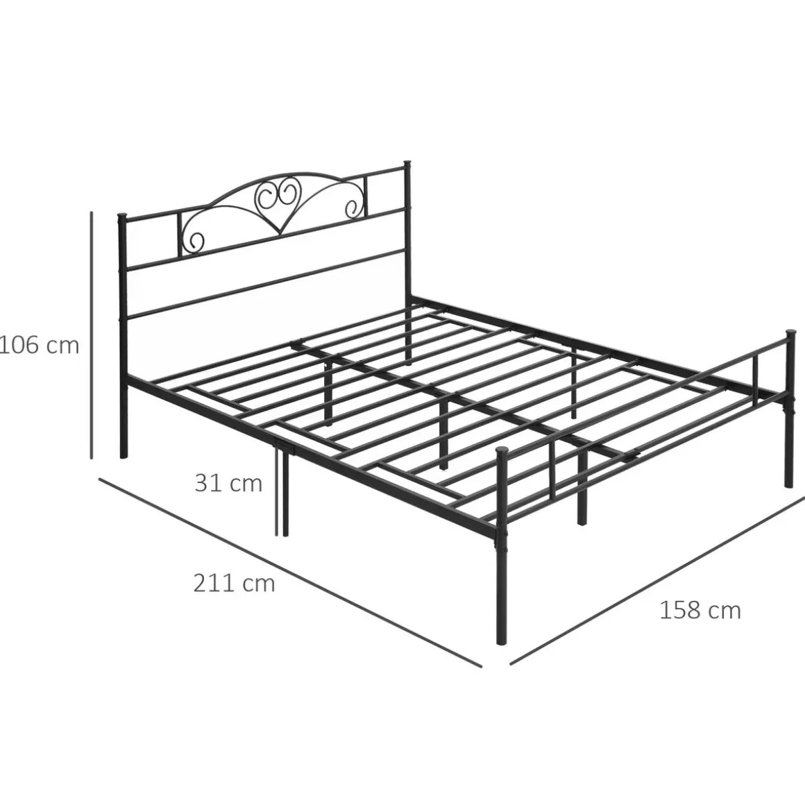Estructura de cama Celine Homcom negro 106x158x211 cm
