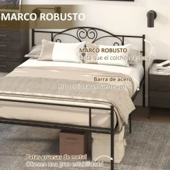Estructura de cama Celine Homcom negro 106x158x211 cm