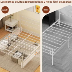 Estructura de cama doble Alaska Homcom con cabecero acero blanco