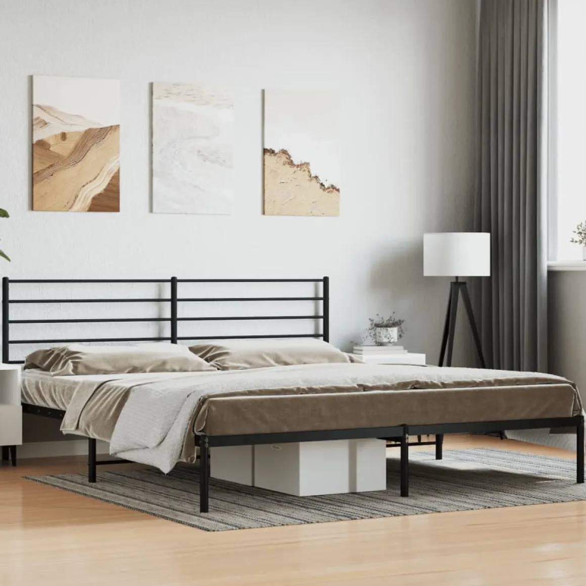 Estructura de cama Industrial con cabecero negro acero