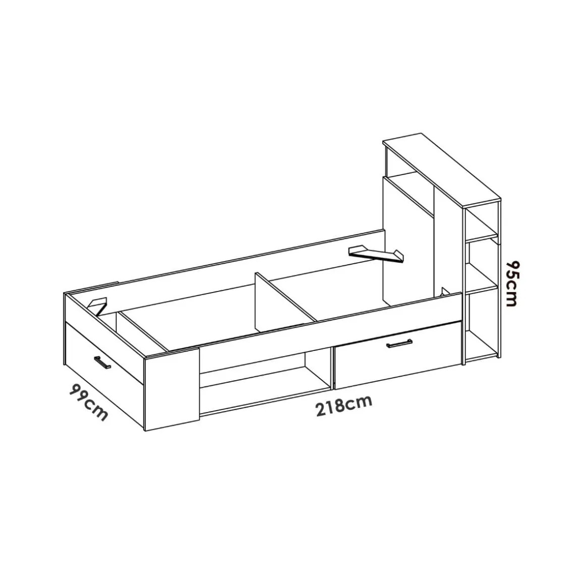 Estructura de cama Lanka con cabecero 95x217x97 cm