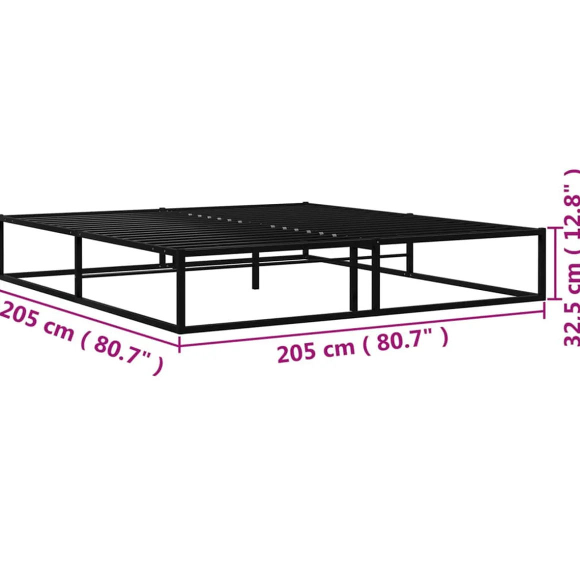 Estructura de cama metálica Siena negro 200x200 cm