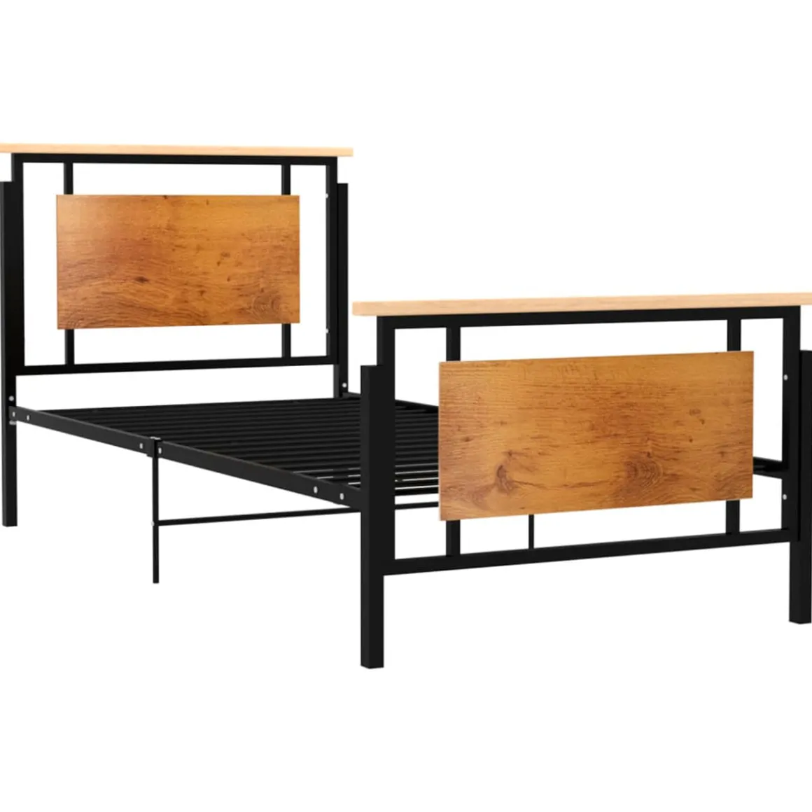 Estructura de cama metálica Prato negro/natural 90x200 cm