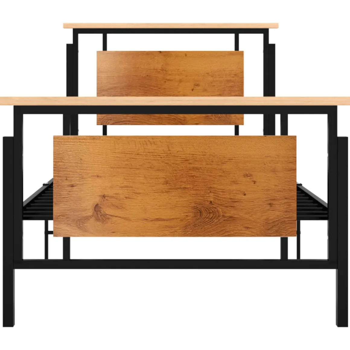 Estructura de cama metálica Prato negro/natural 90x200 cm